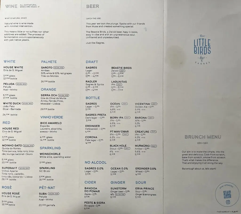 Menu_Bar restaurante Three Little Birds_Sagres_immagine_1