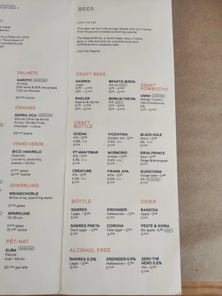 Menu_Bar restaurante Three Little Birds_Sagres_immagine_3