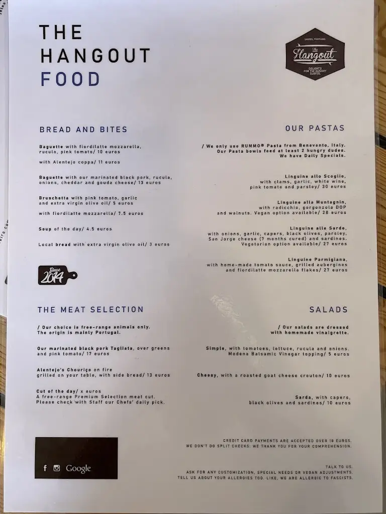 Menu_The Hangout_Sagres_immagine_4