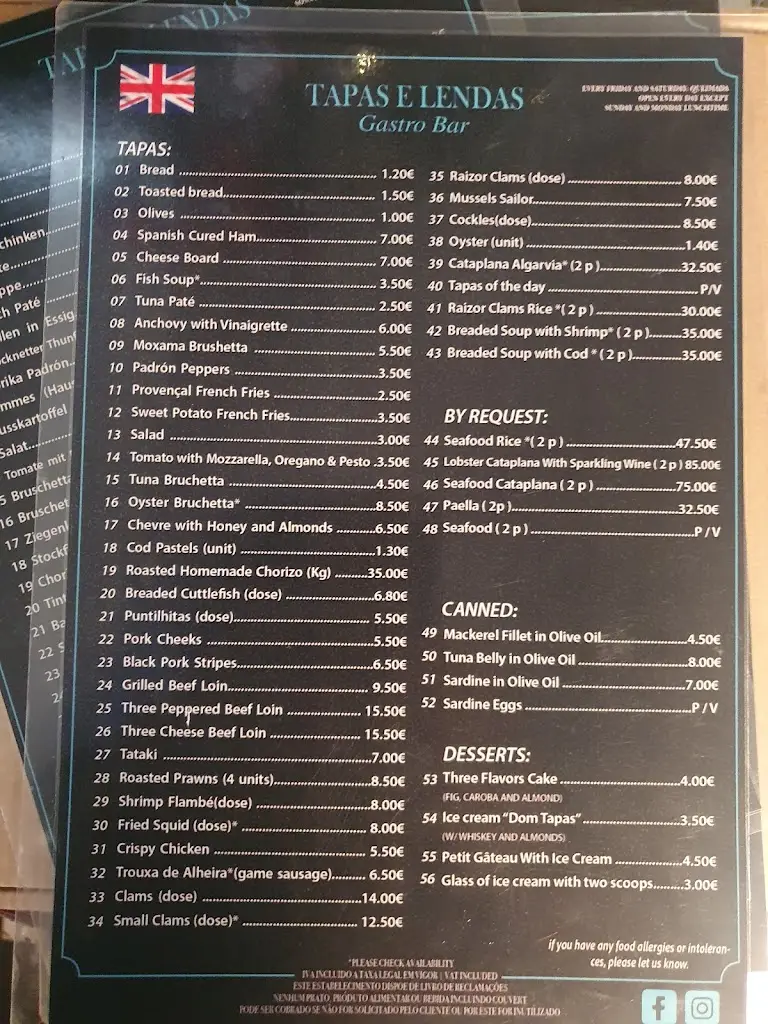 Menu_Tapas e Lendas restauração_Olhão_immagine_1