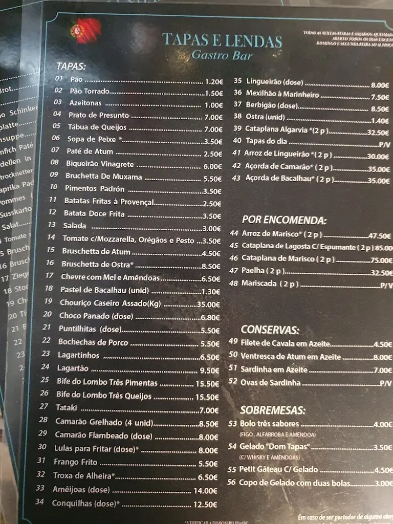 Menu_Tapas e Lendas restauração_Olhão_immagine_2