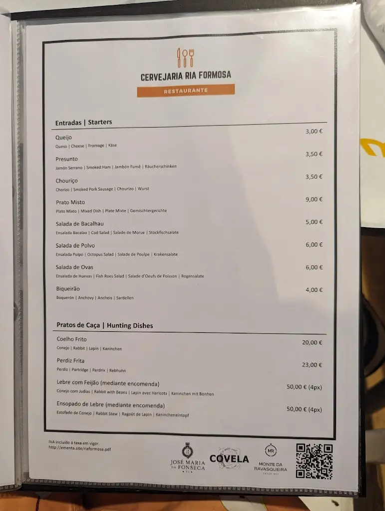 Menu_Restaurante Olhão - Restaurante Ria Formosa_Olhão_immagine_3