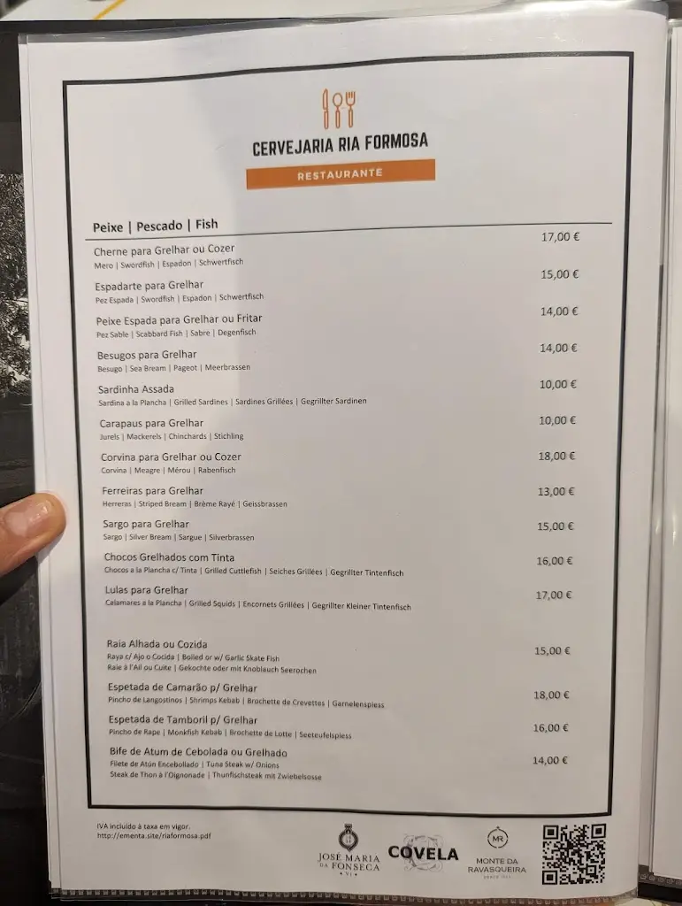 Menu_Restaurante Olhão - Restaurante Ria Formosa_Olhão_immagine_4
