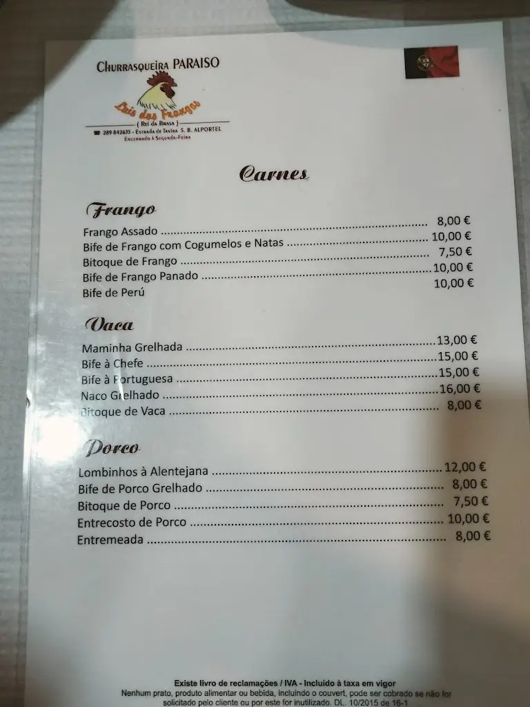 Menu_Restaurante Luís dos Frangos - Churrasqueira Paraiso_São Brás de Alportel_immagine_3