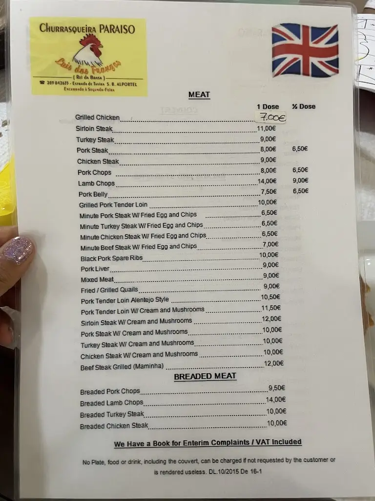 Menu_Restaurante Luís dos Frangos - Churrasqueira Paraiso_São Brás de Alportel_immagine_4