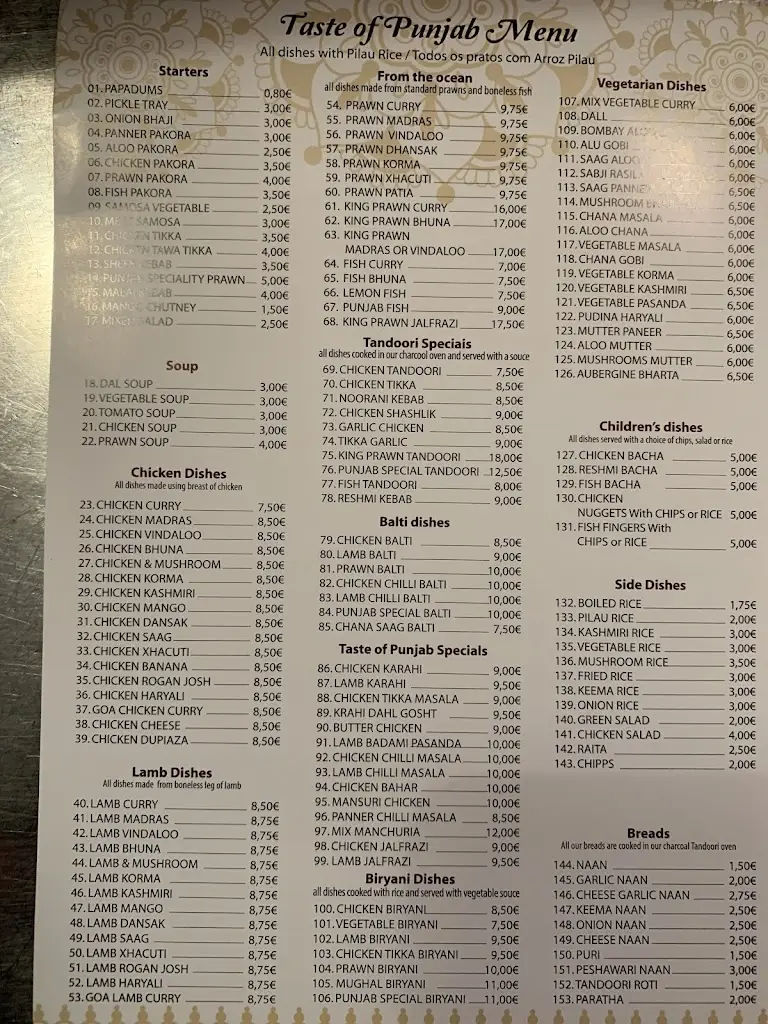 Menu_Taste of Punjab_São Brás de Alportel_image_1