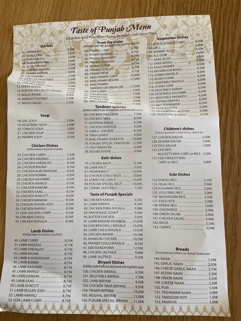 Menu_Taste of Punjab_São Brás de Alportel_image_3