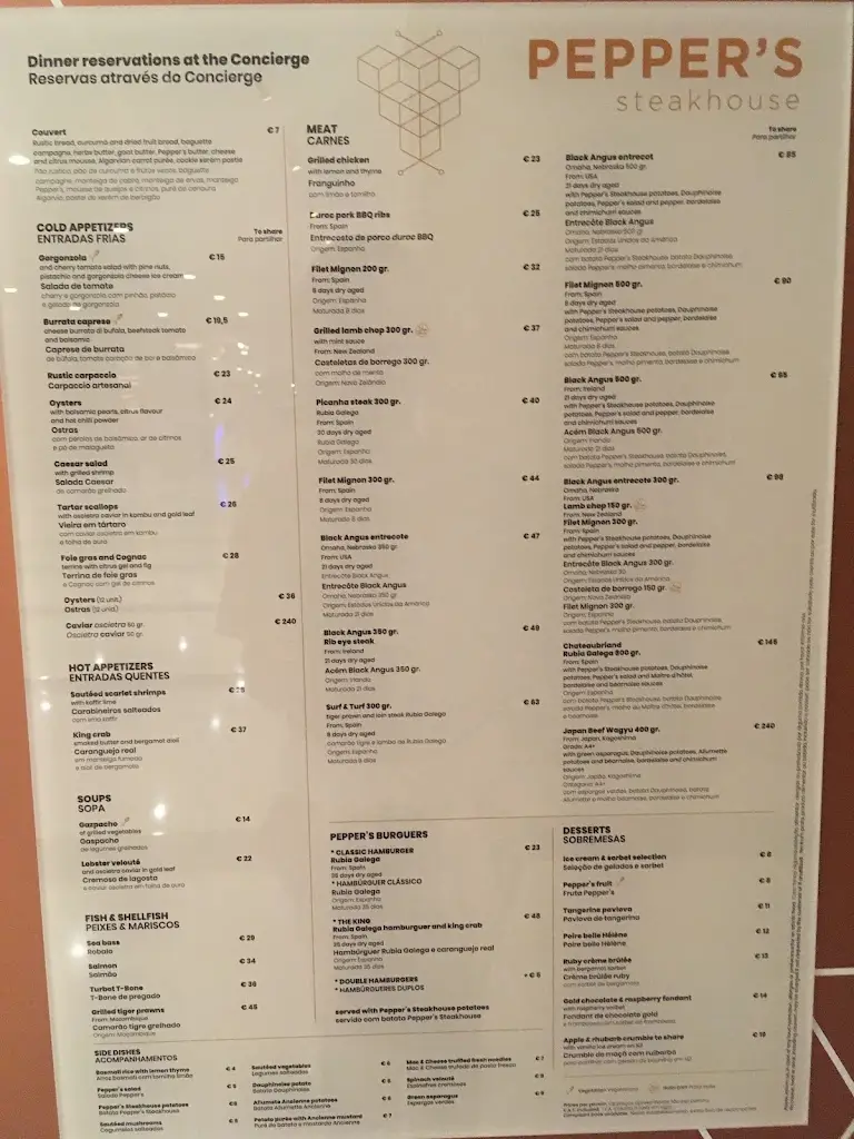 Menu_Pepper's Steakhouse_Vilamoura_immagine_1