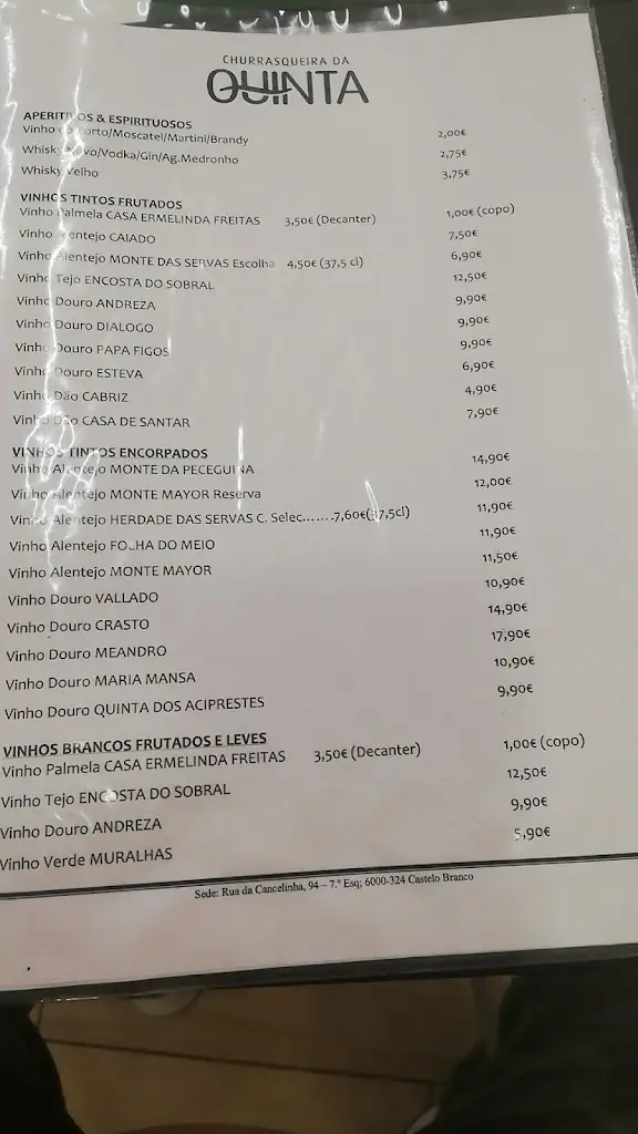 Menu_Churrasqueira Da Quinta- Alcains_Alcains_immagine_1