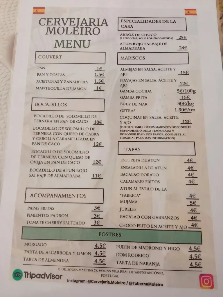 Menu_Taberna Moleiro_Vila Real de Santo António_image_1