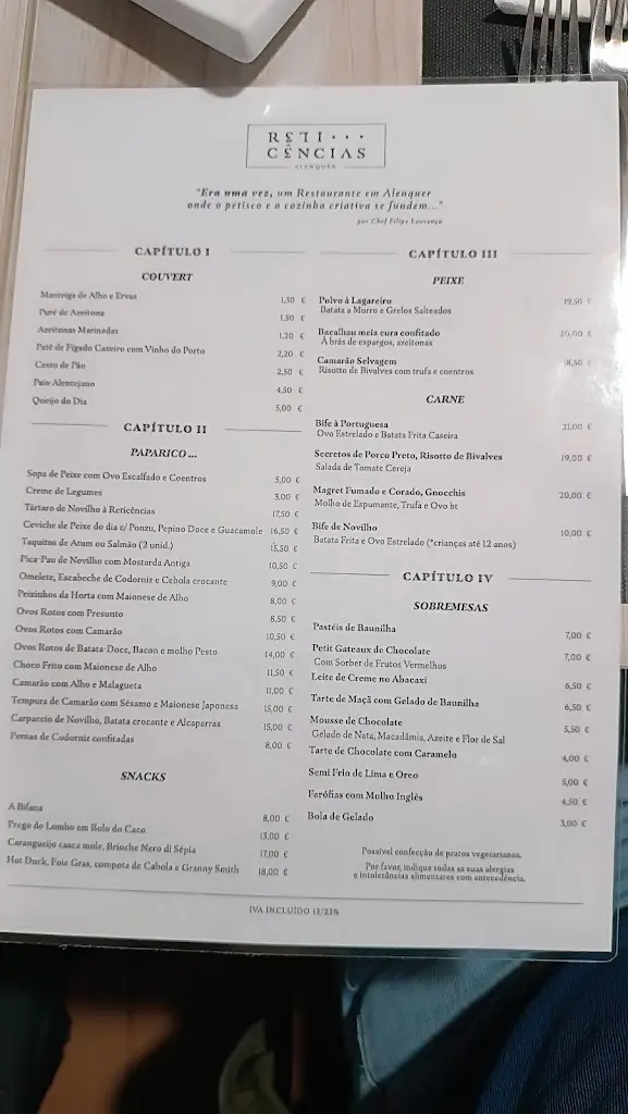 Menu_Restaurante Reticências_Aldeia Galega da Merceana_immagine_1