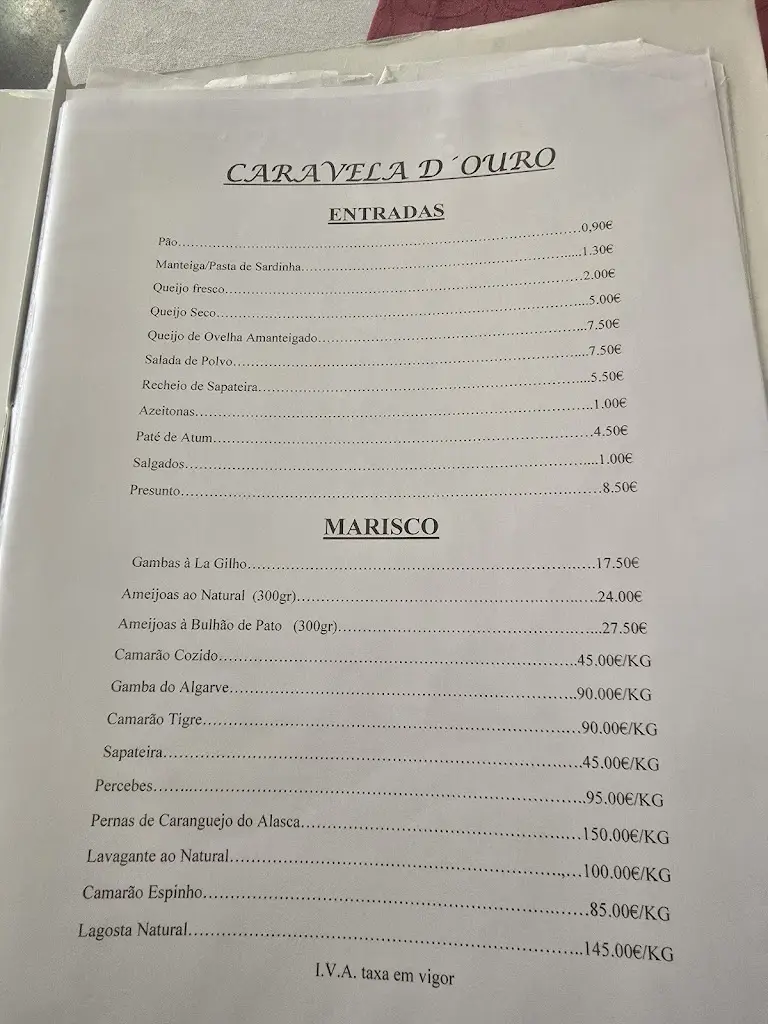 Menu_Restaurante Caravela d'Ouro_Algés_immagine_2