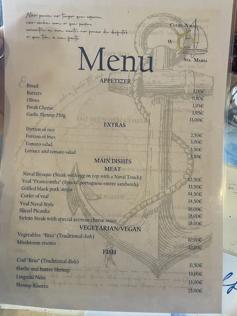 Menu_Clube Naval Bar / Restaurante_Vila do Porto_image_3