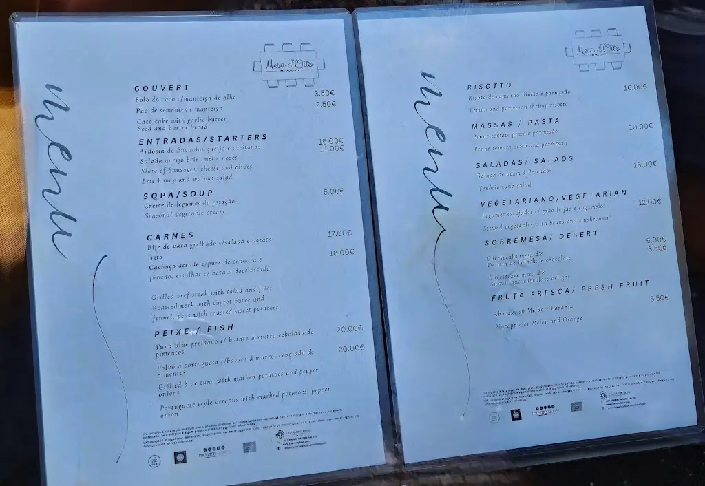 Menu_Mesa d'Oito_Vila do Porto_immagine_1