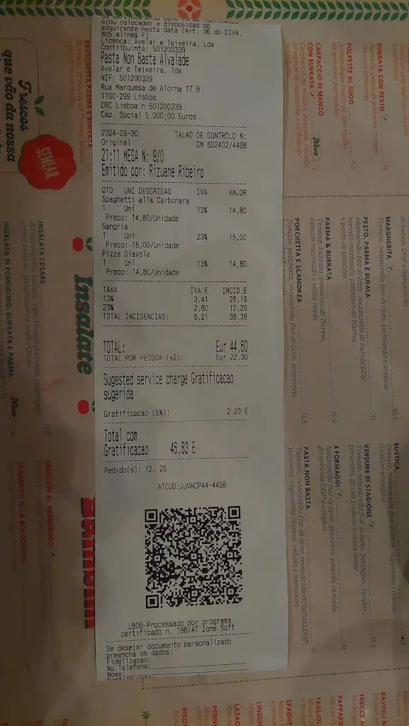 Menu_Pasta Non Basta_Alvalade_immagine_4