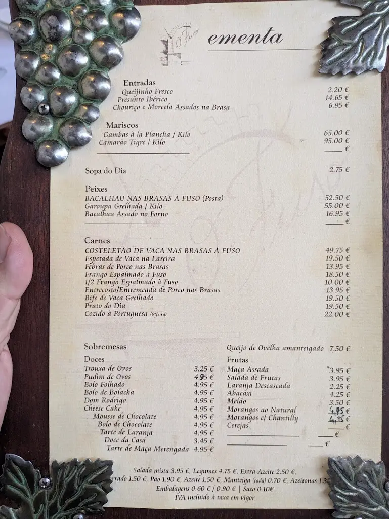 Menu_Restaurante O Fuso_Arruda Dos Vinhos_immagine_1