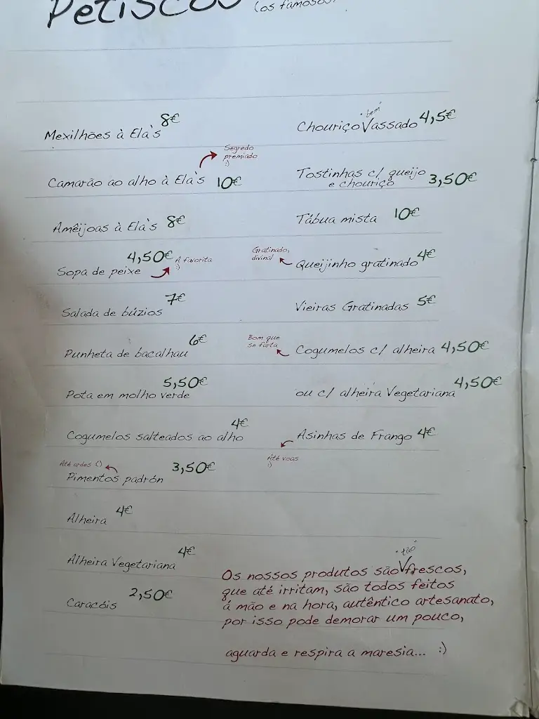 Menu_Ela’s Petiscos Bar_Arcozelo_immagine_2