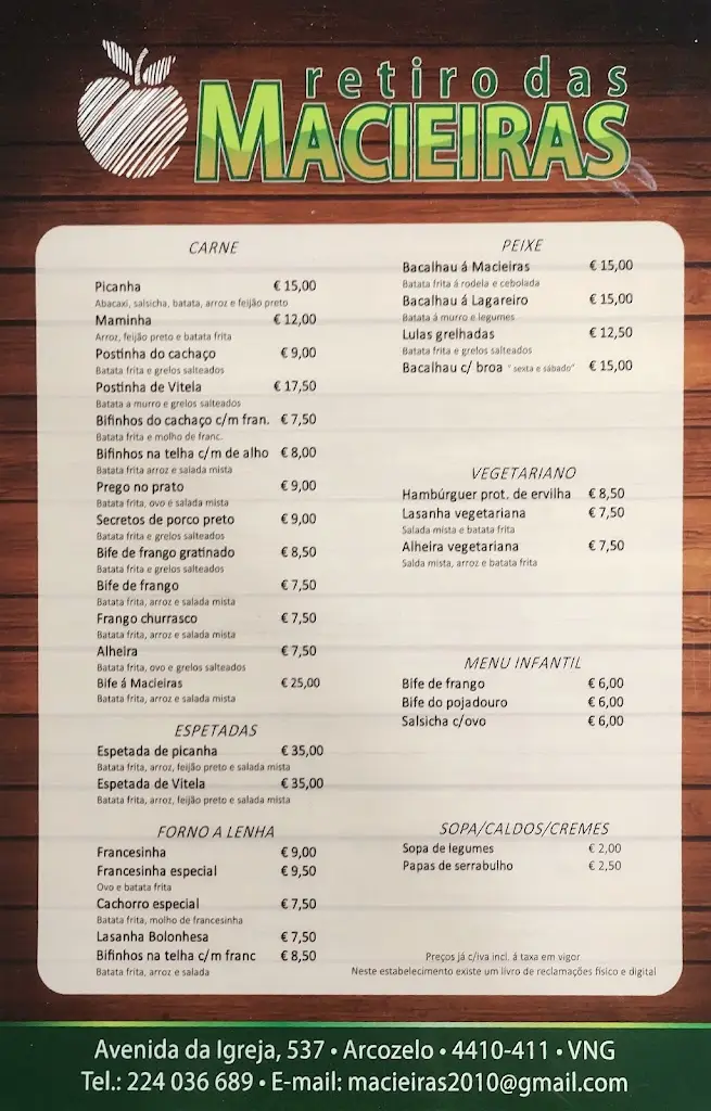 Menu_Restaurante Retiro das Macieiras_Arcozelo_immagine_4