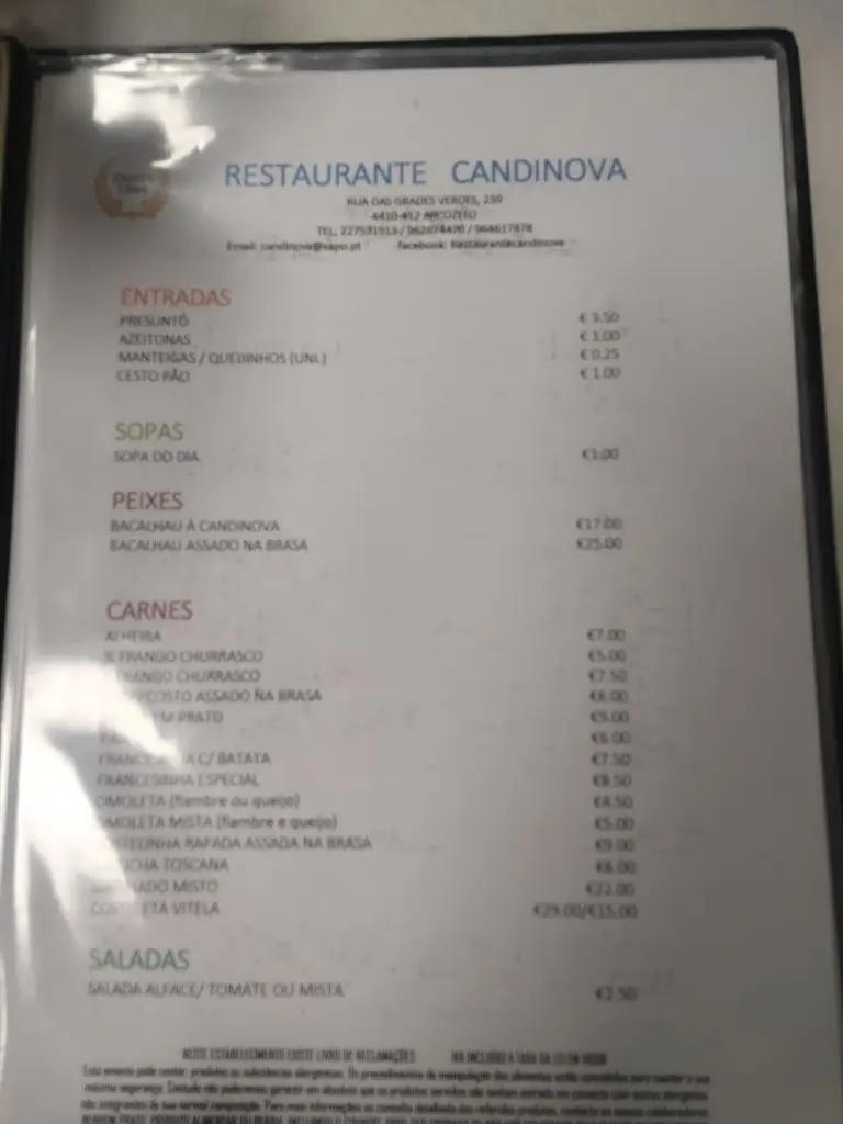 Menu_Restaurante Candinova_Arcozelo_immagine_2