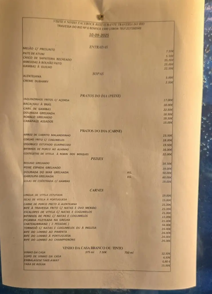 Menu_A Travessa do Rio_Benfica_imagen_1