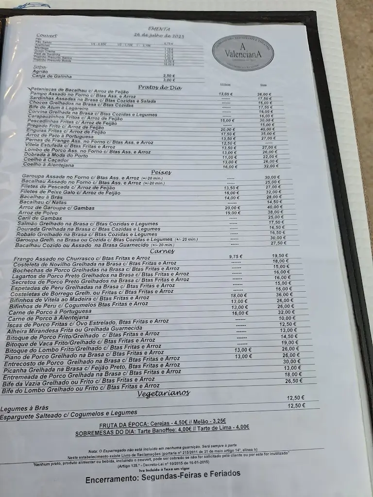 Menu_A Valenciana restaurant_Campolide_immagine_1