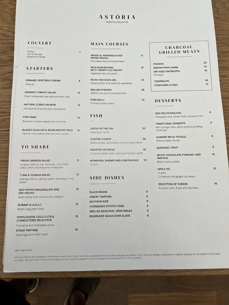 Menu_Astória Restaurant_Cardosas_immagine_1