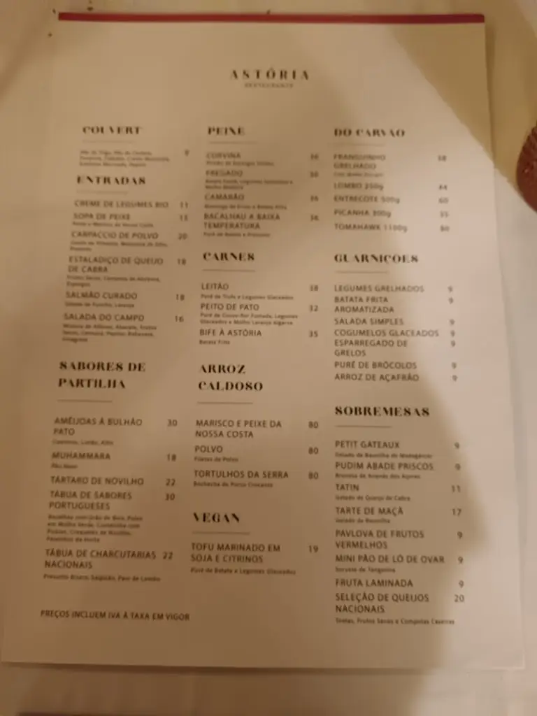 Menu_Astória Restaurant_Cardosas_immagine_2