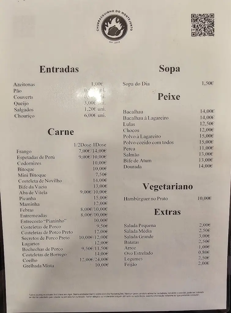 Menü_Churrasquinho do Montejunto_Cadaval_Bild_1