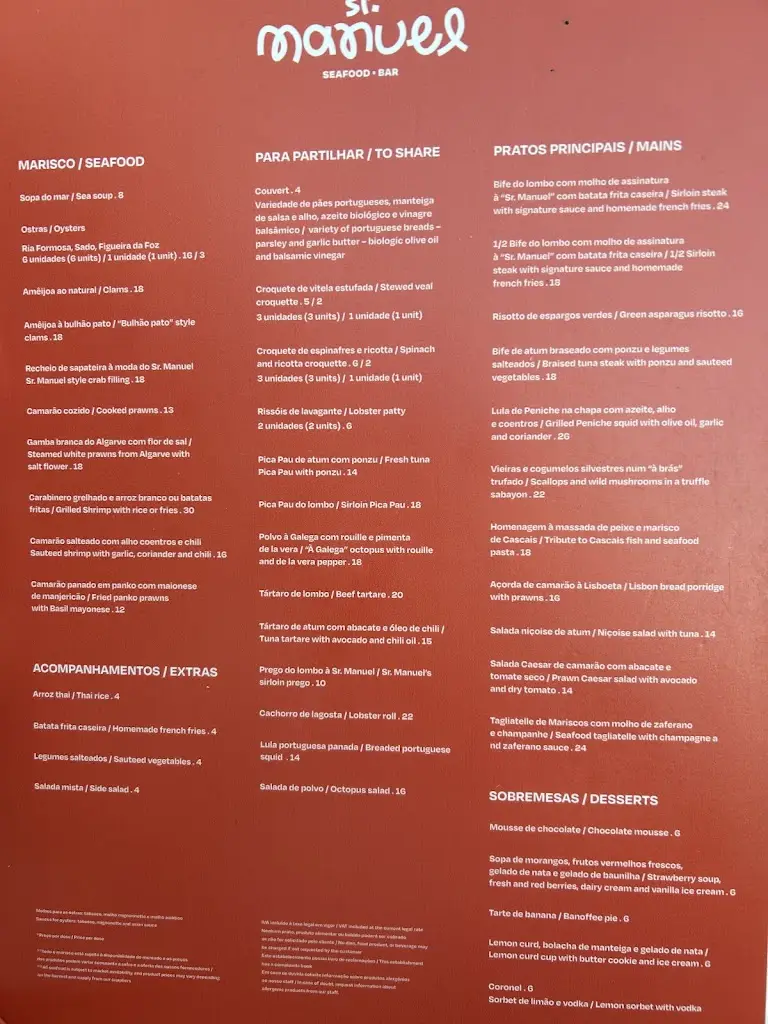 Menu_Sr. Manuel - Seafood Bar_Cascais_imagen_3