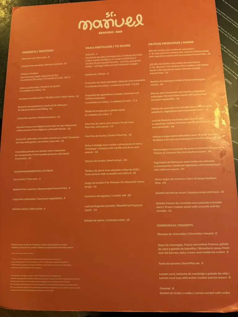 Menu_Sr. Manuel - Seafood Bar_Cascais_imagen_4