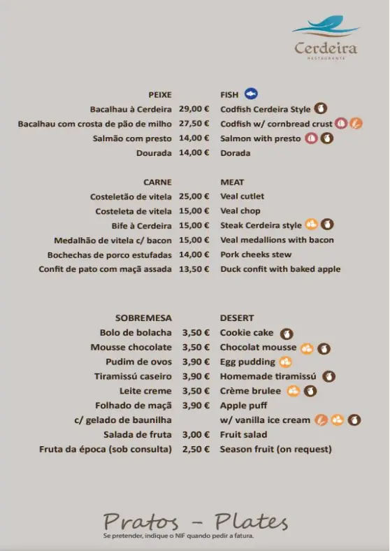Menu_Restaurante Cerdeira_Cerdeira_immagine_1