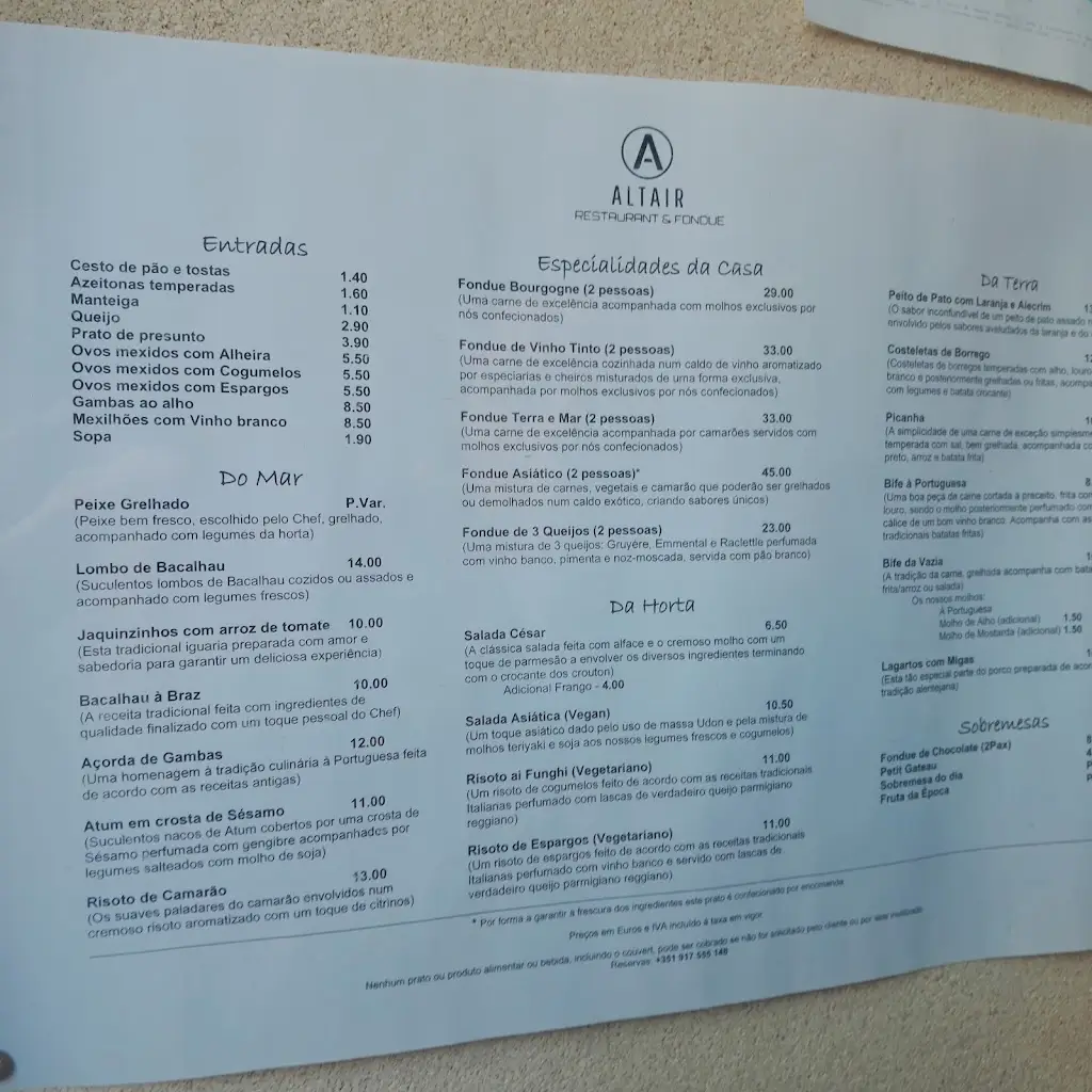 Menu_Restaurante Altair_Cruz Quebrada - Dafundo_immagine_1