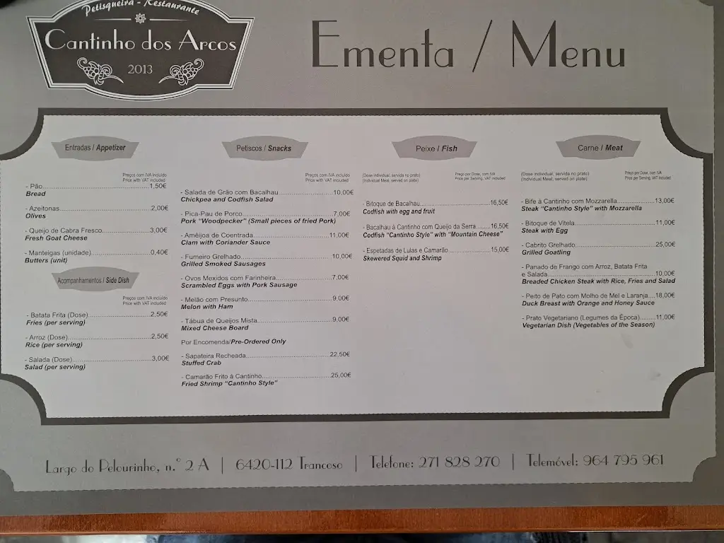 Menu_Cantinho dos Arcos_Cótimos_immagine_1