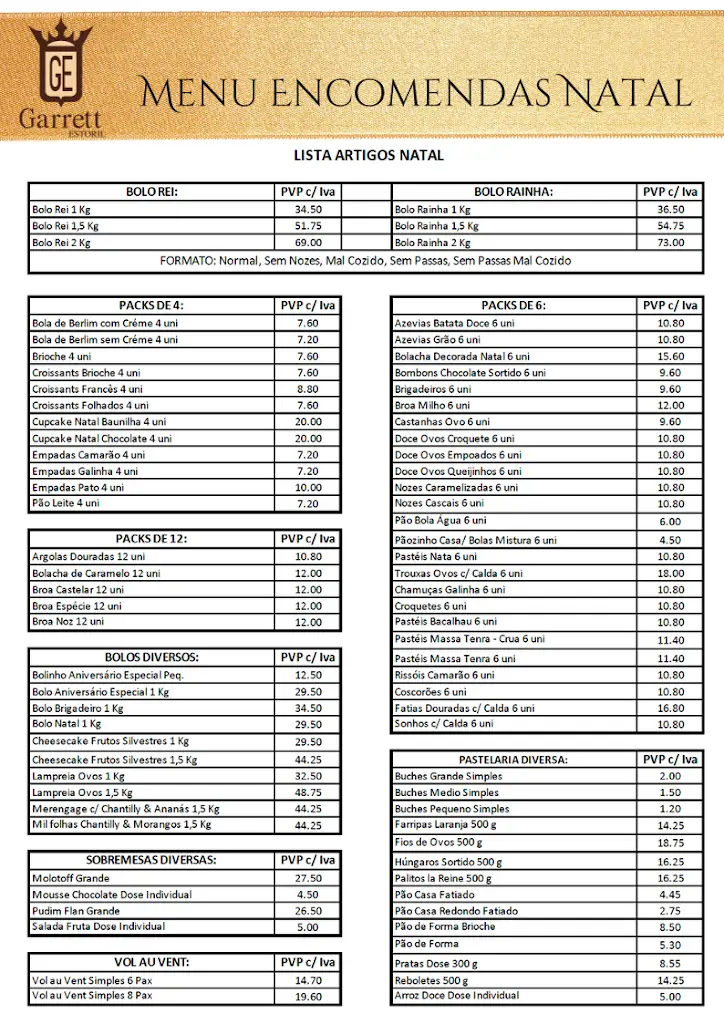 Menu_Garrett Estoril_Estoril_immagine_1