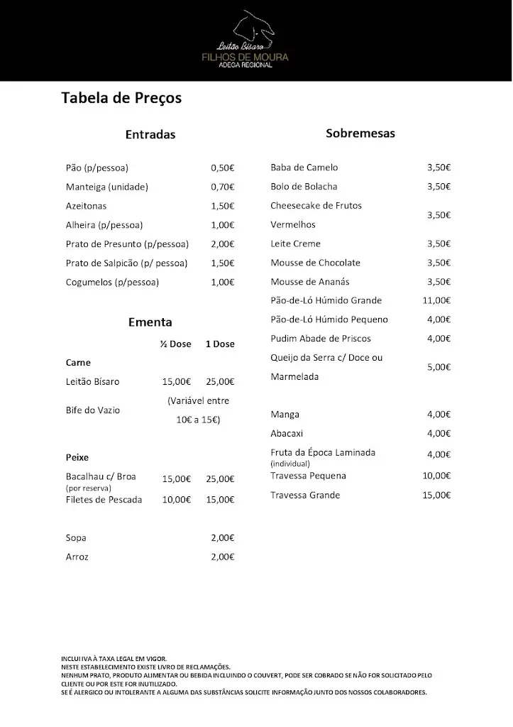 Menu_Restaurante Filhos de Moura_Gonçalo_immagine_1