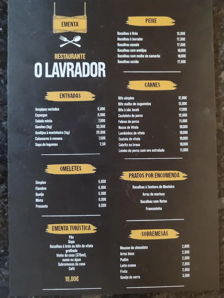 Menu_Restaurante O Lavrador_Malhada Sorda_immagine_1