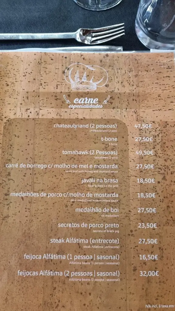 Menu_Restaurante Steakhouse Alfátima_Manteigas_immagine_1