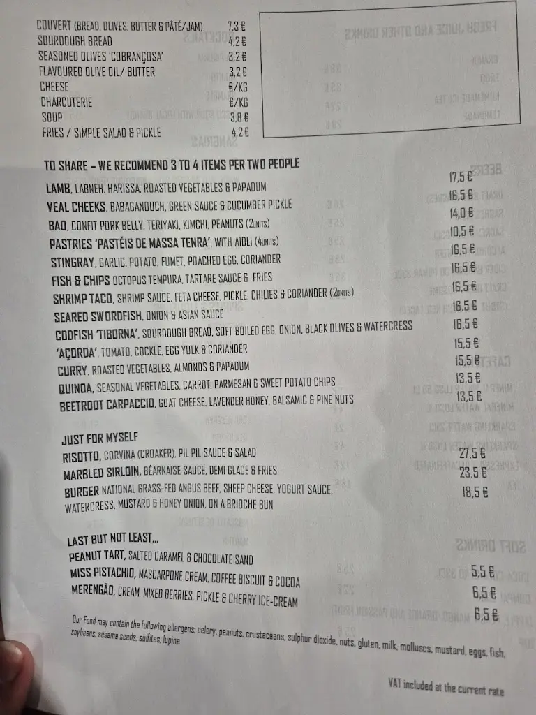 Menu_Restaurante Terra à Terra_Lourinhã_immagine_2