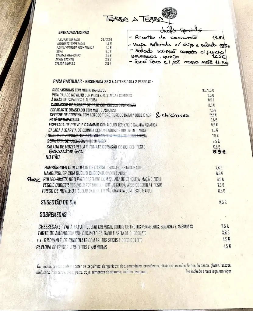 Menu_Restaurante Terra à Terra_Lourinhã_immagine_4