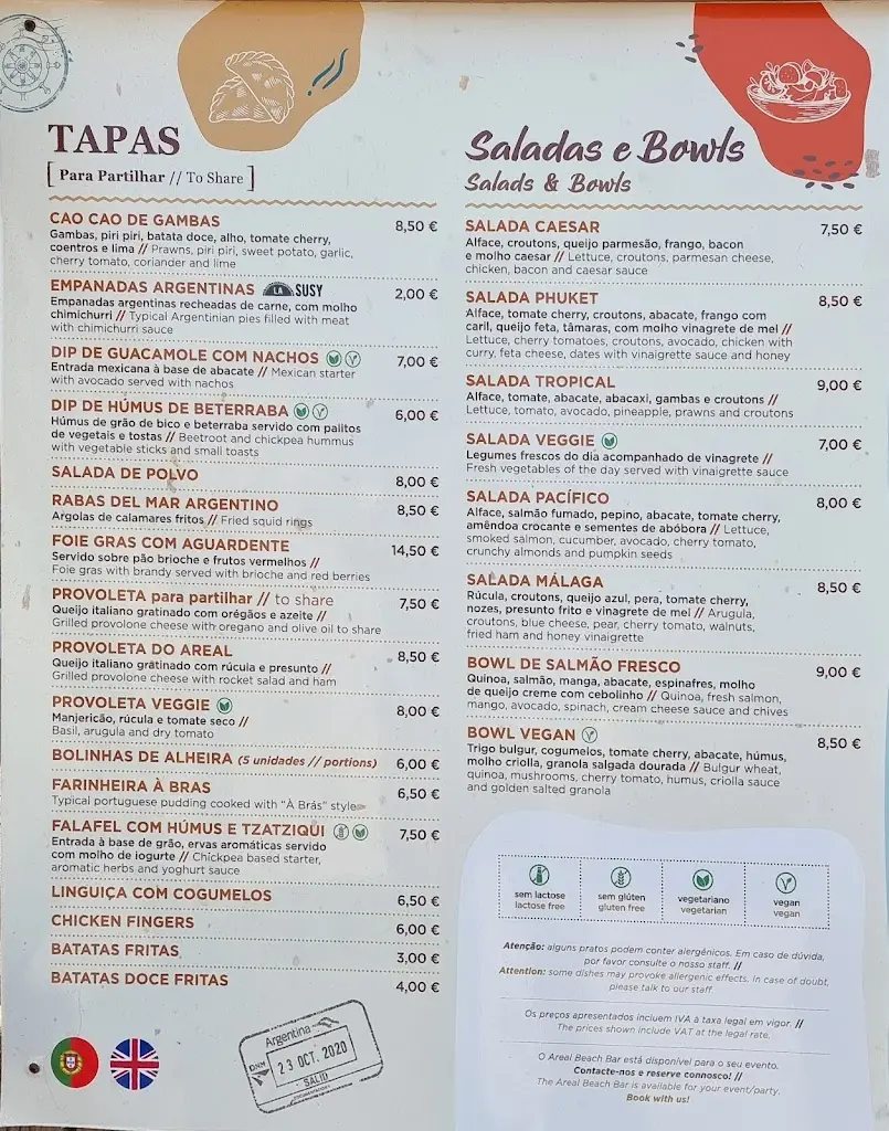 Menu_Areal Beach Bar by Chakall_Lourinhã_image_3