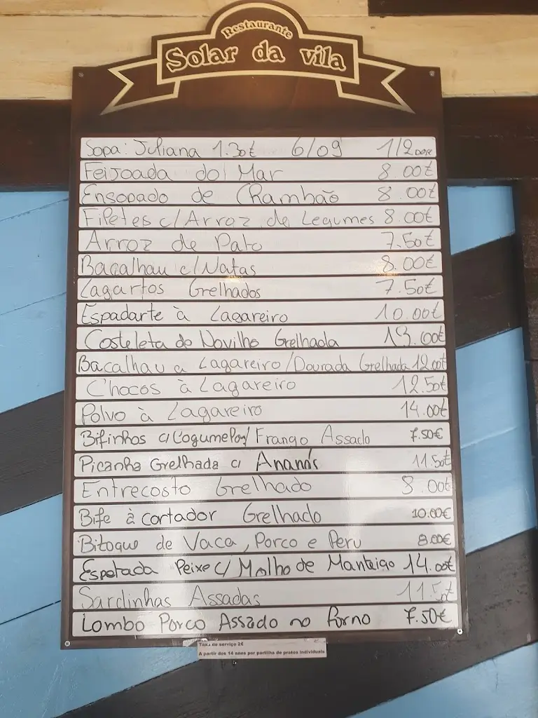 Menu_Solar da Vila_Lourinhã_immagine_1