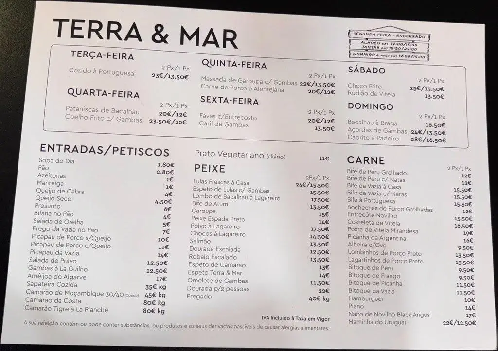 Menu_Terra & Mar Restaurante_Forte da Casa_image_1