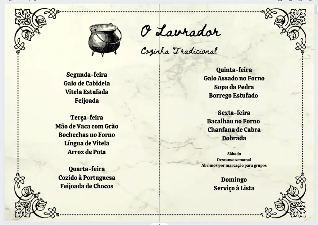 Menu_O Lavrador Restaurant_Monte Redondo_immagine_1