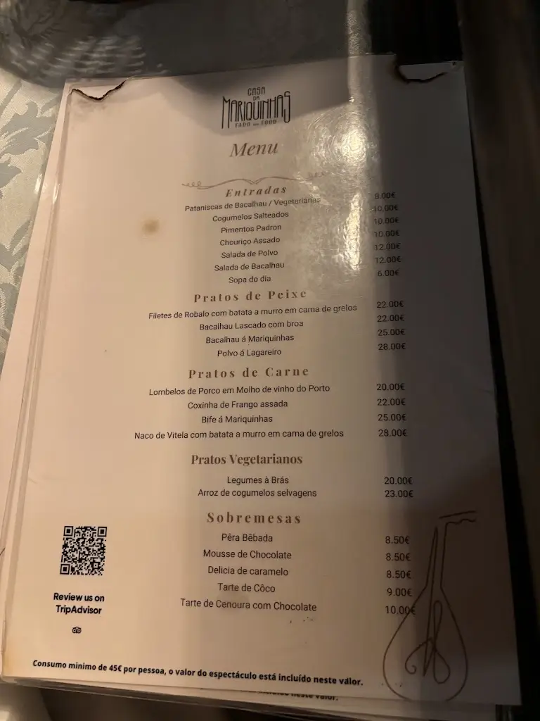 Menu_Casa da Mariquinhas - Fado Porto Est. 1968_Paranhos_immagine_2