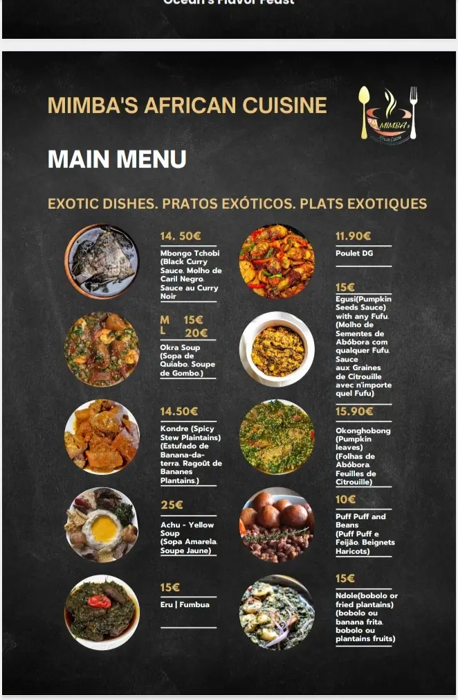 Menu_Mimba's African Cuisine_Moscavide_immagine_1
