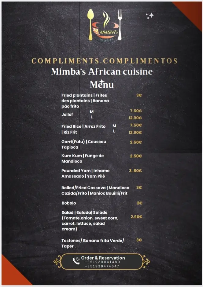 Menu_Mimba's African Cuisine_Moscavide_immagine_2