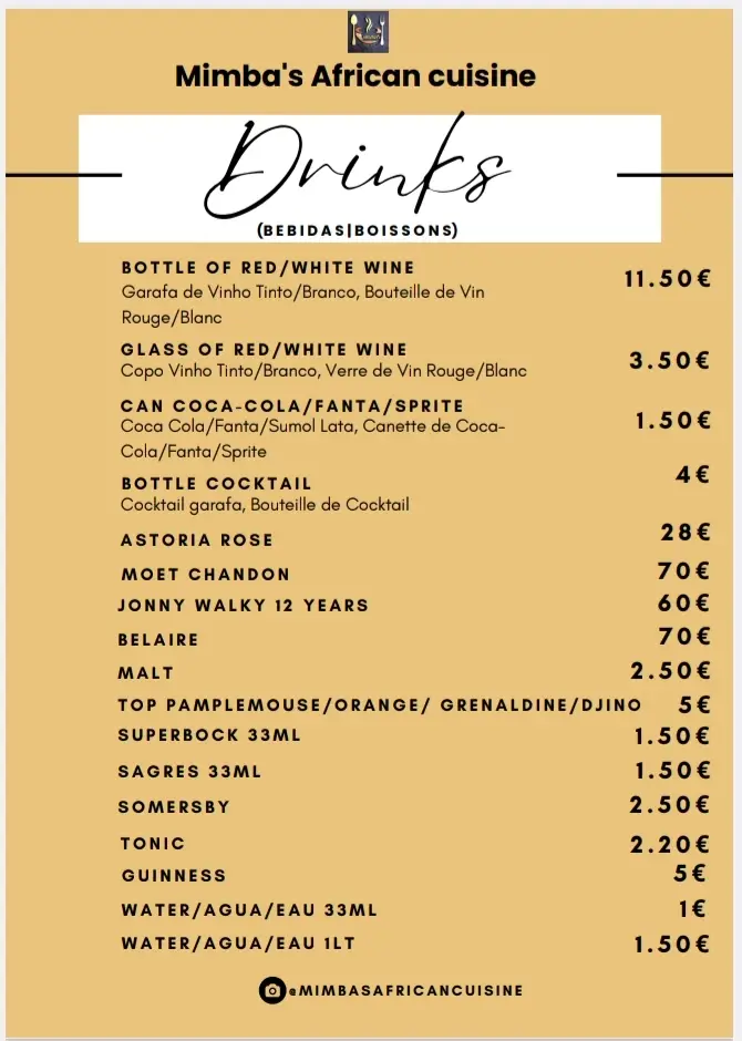 Menu_Mimba's African Cuisine_Moscavide_immagine_4