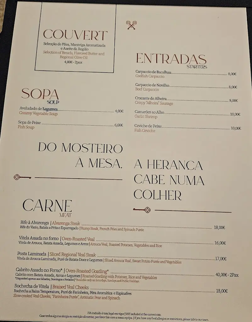 Menu_Restaurante Heritage 1220_Arouca_image_1
