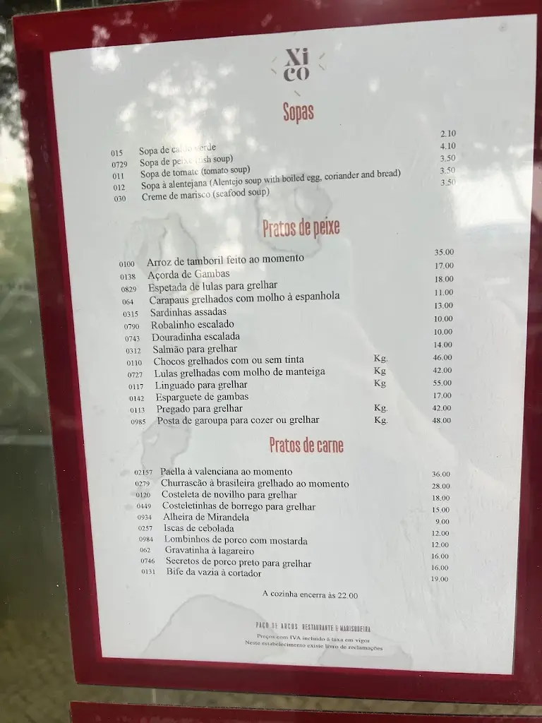 Menu_O Xico_Paço de Arcos_image_1