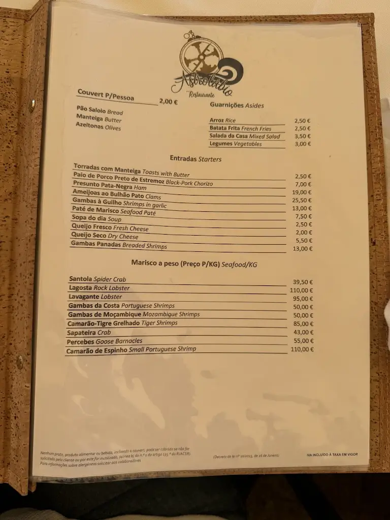 Menü_Astrolábio_Paço de Arcos_Bild_1